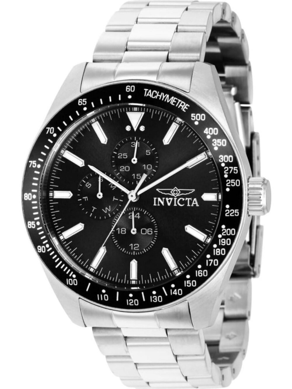 Stylish 45mm Stainless Steel Aviator Watch for Men - Silver & Black Dial, Quartz